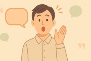 初めて聞いた関西弁に驚く人物のイラスト