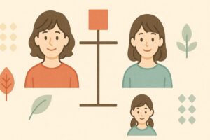 伯母と叔母の違いを直感的に理解できる家系図風のイラスト