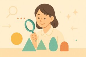 さまざまな形を観察して特徴の本質を表現したフラットデザインイラスト