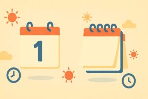 day'sの1日とdaysの複数日を対比したカレンダーのイラスト