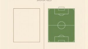 1ヘクタールの100m×100mの広さとサッカーコートを並べて比較した図解