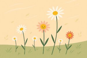 3つの白い花の見た目の違いを比較するイラスト