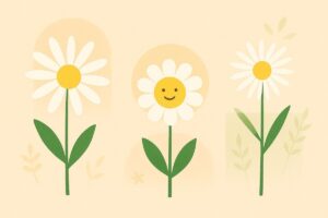 マーガレット・デイジー・フランスギクの花言葉の違いを表すイラスト