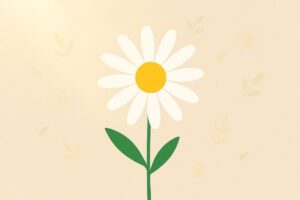 マーガレットの特徴をイメージした上品な白い花のイラスト