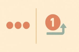 基数と序数の違いを抽象アイコンで対比したフラットデザインのイラスト