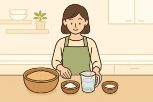 ぬか床の基本レシピの材料準備を描いたイラスト