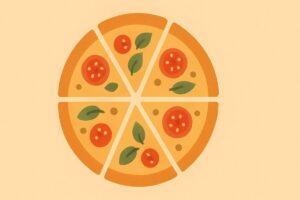 Sサイズピザの大きさや切れ数が直感的にわかるイラスト