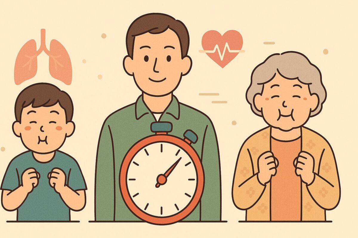 息止めの平均時間を年齢別に比較するイメージイラスト