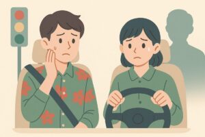 卒検試験を受ける若者が緊張しているイメージのイラスト