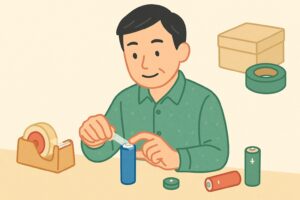 セロハンテープを使った電池保存