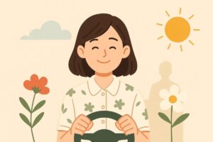 失敗を受け入れて前向きになろうとする若者のイラスト