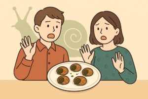 エスカルゴに対する抵抗感を表現したイラスト