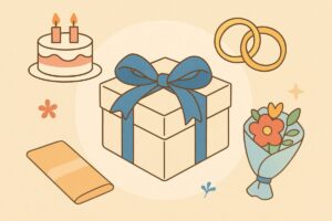 結婚式や誕生日など様々なシーンに使われる青いリボンのイメージ