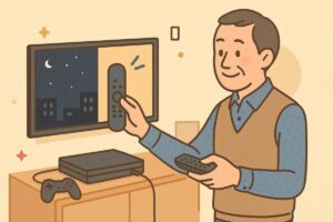 リモコン操作や壁掛け設置を表現したイラスト