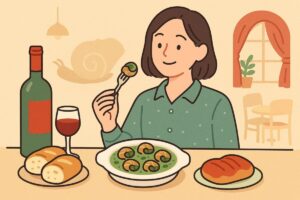 サイゼリヤのエスカルゴの魅力を表すイラスト
