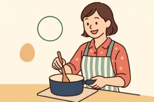 直径5cmの大きさを生活で活用して楽しむ女性のイラスト