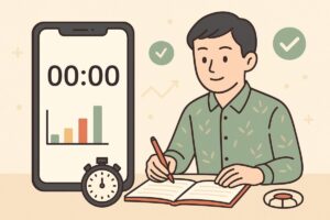 息止めの時間を測定し記録するイラスト