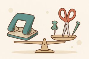 専用パンチと代用品を対比させたイラスト