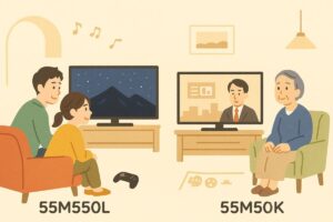 ライフスタイルに合わせてテレビを選ぶイラスト