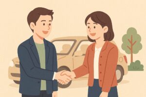 笑顔で感謝を伝え合い信頼関係を築く人物のイラスト