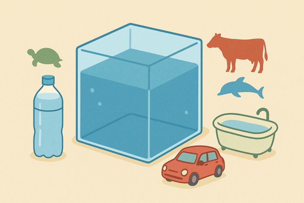 水1トンをペットボトルやお風呂で例えてわかりやすく表現したイメージイラスト