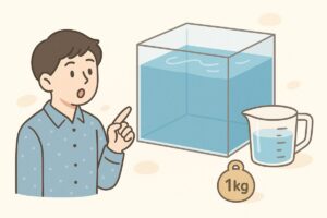 水1トンを1000リットルとして理解しやすく表した図解風イラスト