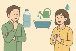 水量の理解や節水の工夫をイメージとしてまとめたイラスト
